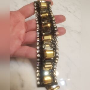 Elegant Gold, Black And Silver Bracelet